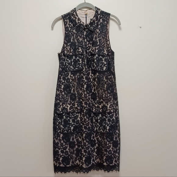 NWT J.crew Black Lace Peter Pan Collar Cargo Pocketed Cocktail Dress | tall sz 4 - Picture 8 of 16